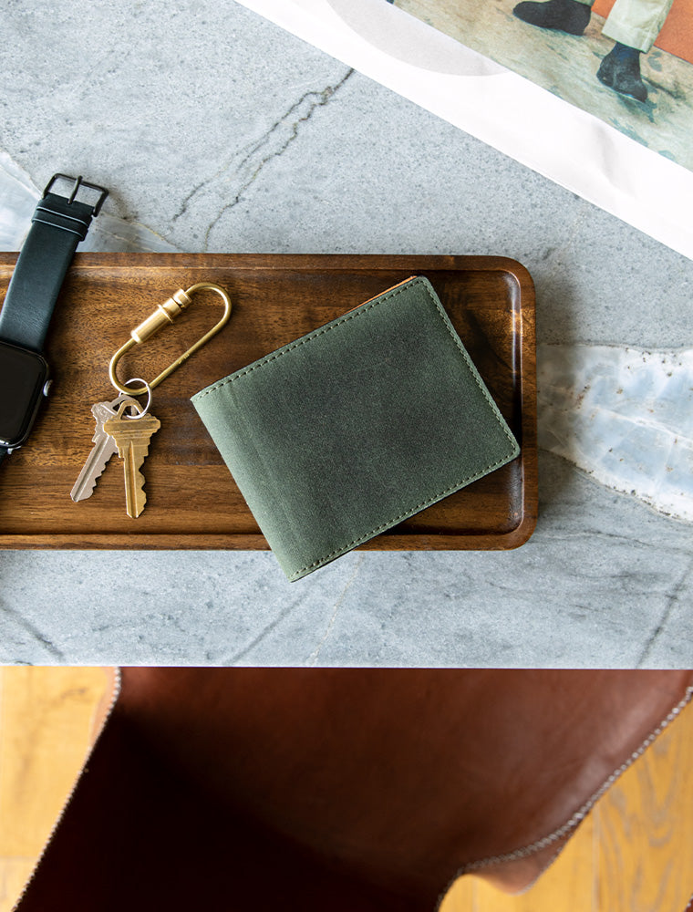 small leather goods, cardholder, bifold wallet, coin pouch, vegetable tanned, waxed canvas