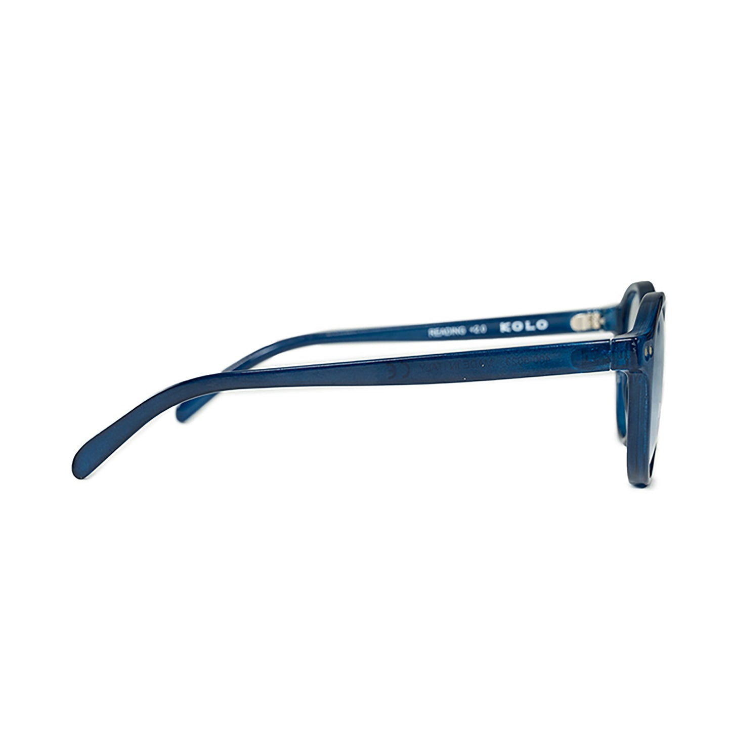 Harrison blue glasses from side