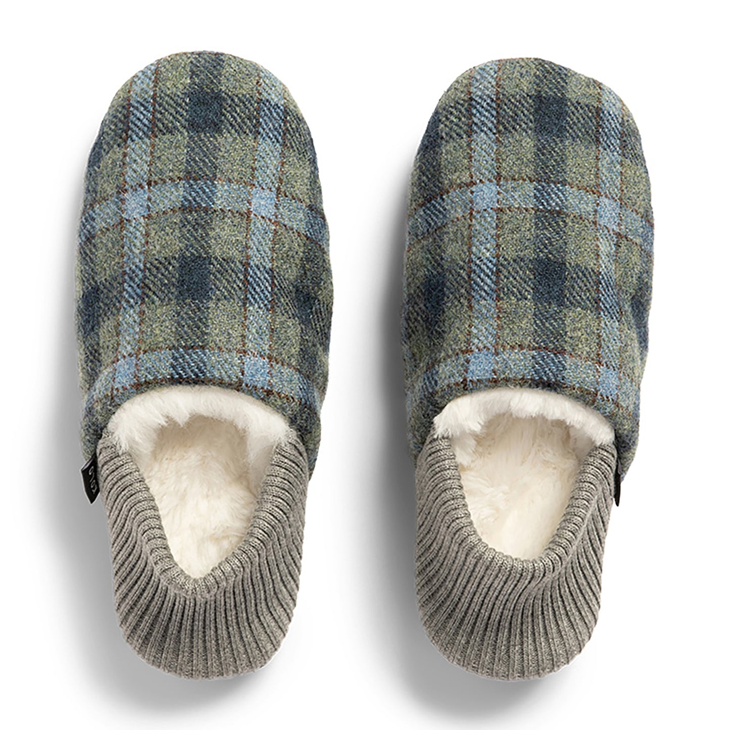 Lanton Tweed House Shoes - Fur-Lined